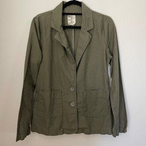 Tulle Linen/Cotton Women's Large Lightweight Olive Coat Pyramid Hardware
